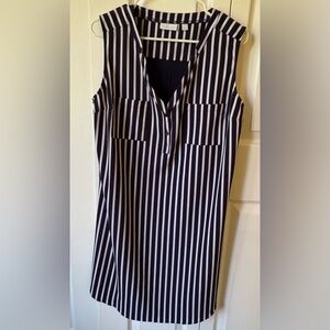 New York & Company Blue and White Striped Midi Dress